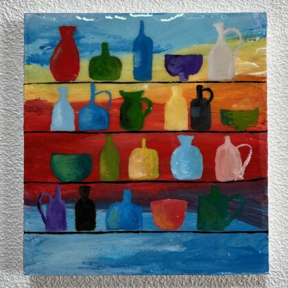 W036 14 x 15 cm Olieverf op paneel met epoxy