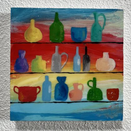W039 10 x 10 cm Olieverf op paneel met epoxy
