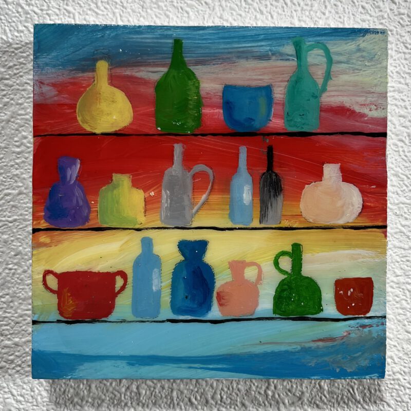 W039 10 x 10 cm Olieverf op paneel met epoxy